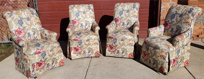 HIGH END SET OF 4 PROFESSIONALLY UPHOLSTERED ARMCHAIRS with CASTERS FREESHIPPING