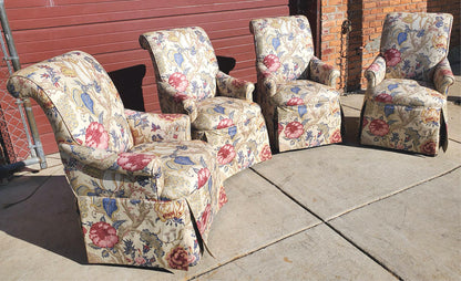 HIGH END SET OF 4 PROFESSIONALLY UPHOLSTERED ARMCHAIRS with CASTERS FREESHIPPING