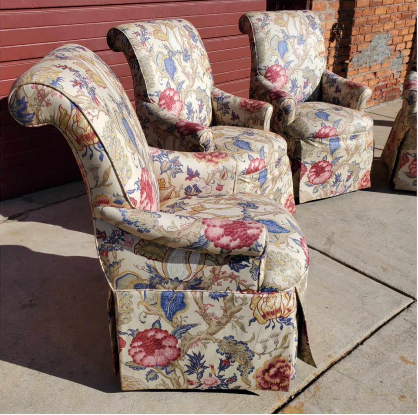 HIGH END SET OF 4 PROFESSIONALLY UPHOLSTERED ARMCHAIRS with CASTERS FREESHIPPING