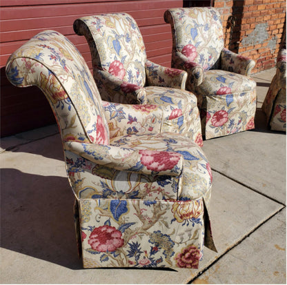 HIGH END SET OF 4 PROFESSIONALLY UPHOLSTERED ARMCHAIRS with CASTERS FREESHIPPING