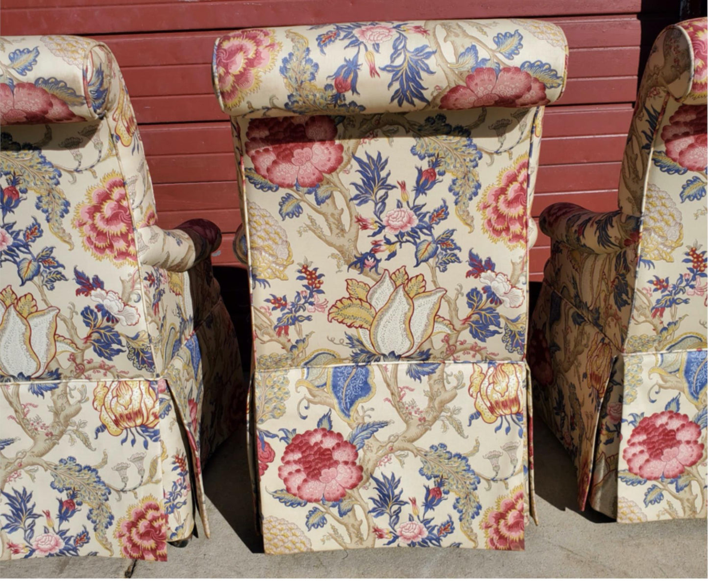 HIGH END SET OF 4 PROFESSIONALLY UPHOLSTERED ARMCHAIRS with CASTERS FREESHIPPING