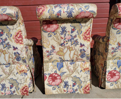 HIGH END SET OF 4 PROFESSIONALLY UPHOLSTERED ARMCHAIRS with CASTERS FREESHIPPING