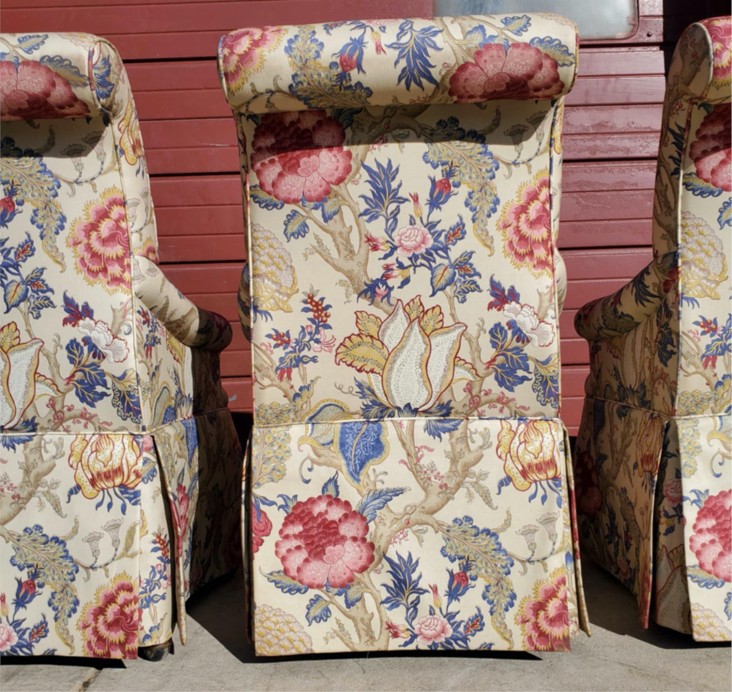 HIGH END SET OF 4 PROFESSIONALLY UPHOLSTERED ARMCHAIRS with CASTERS FREESHIPPING