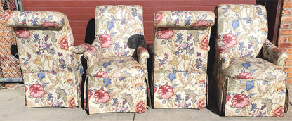 HIGH END SET OF 4 PROFESSIONALLY UPHOLSTERED ARMCHAIRS with CASTERS FREESHIPPING
