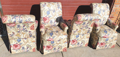 HIGH END SET OF 4 PROFESSIONALLY UPHOLSTERED ARMCHAIRS with CASTERS FREESHIPPING