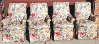 HIGH END SET OF 4 PROFESSIONALLY UPHOLSTERED ARMCHAIRS with CASTERS FREESHIPPING