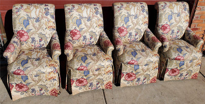 HIGH END SET OF 4 PROFESSIONALLY UPHOLSTERED ARMCHAIRS with CASTERS FREESHIPPING