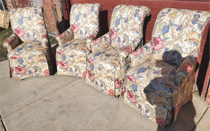 HIGH END SET OF 4 PROFESSIONALLY UPHOLSTERED ARMCHAIRS with CASTERS FREESHIPPING