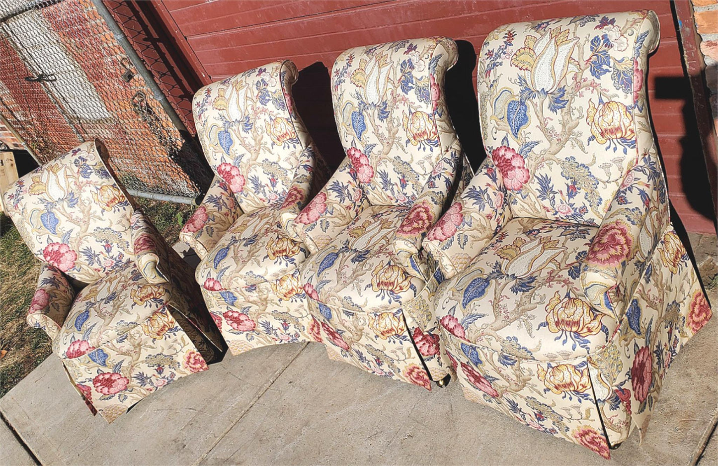 HIGH END SET OF 4 PROFESSIONALLY UPHOLSTERED ARMCHAIRS with CASTERS FREESHIPPING