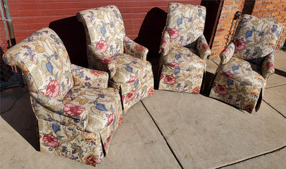 HIGH END SET OF 4 PROFESSIONALLY UPHOLSTERED ARMCHAIRS with CASTERS FREESHIPPING