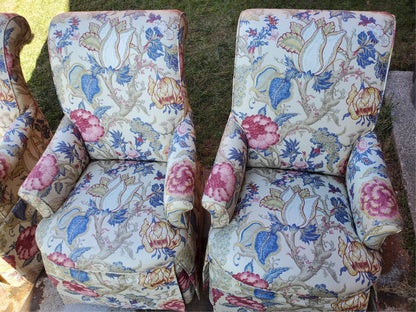 HIGH END SET OF 4 PROFESSIONALLY UPHOLSTERED ARMCHAIRS with CASTERS FREESHIPPING