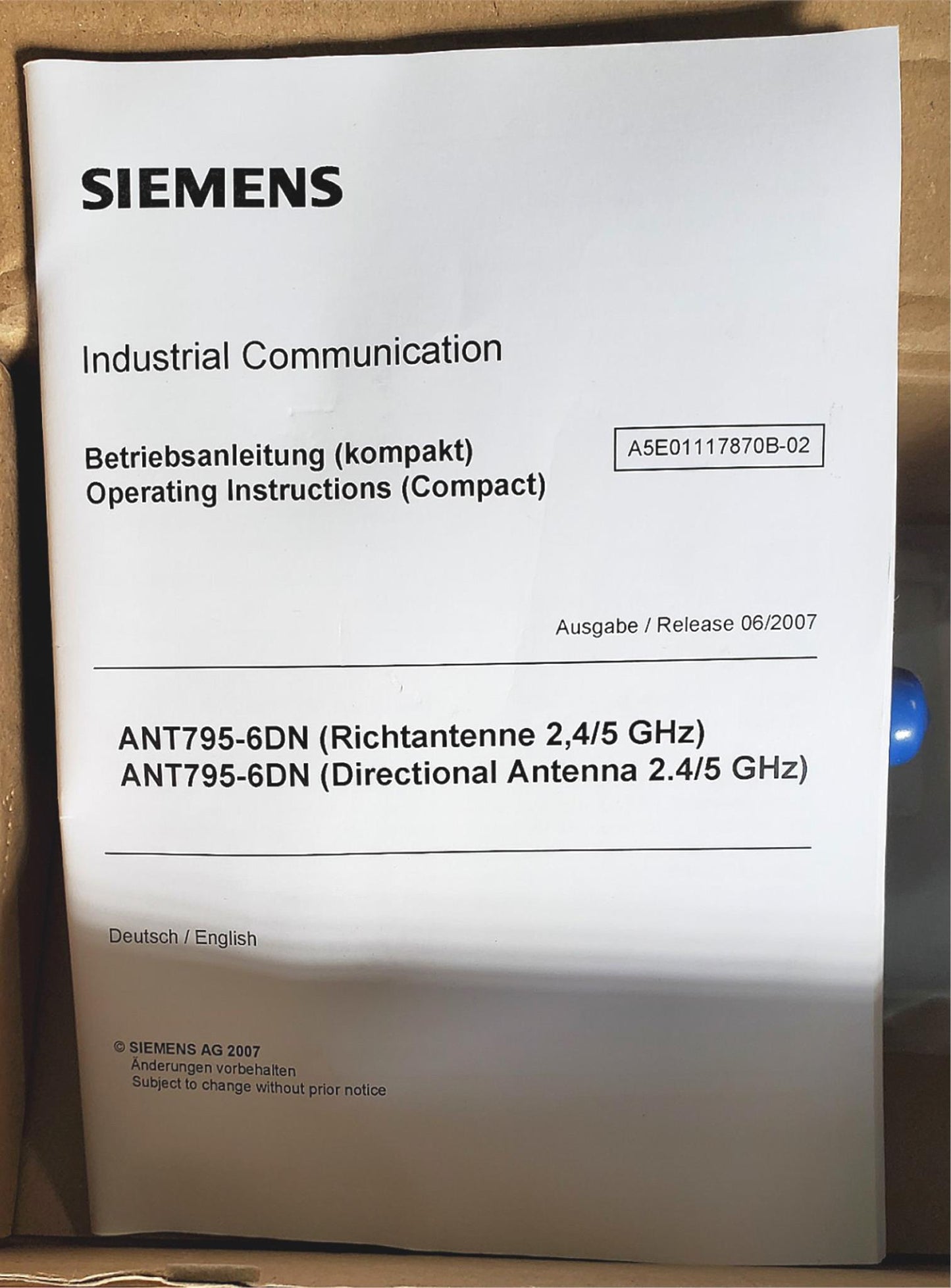 SIEMENS SIMATIC NET INDUSTRIAL IWLAN ANTENNA ANT795-6DN 5.0 / 2.4 GHz FREE SHIP