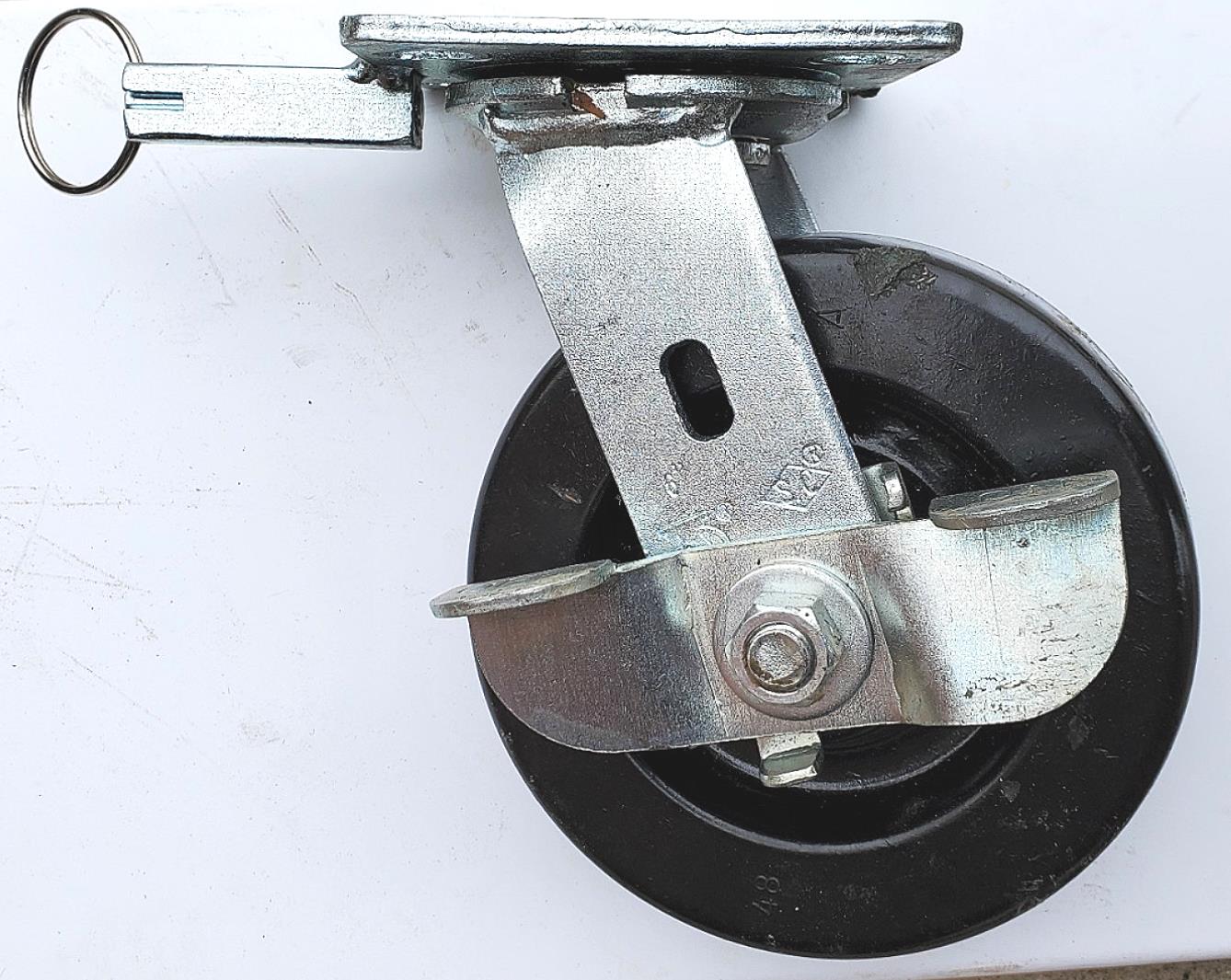 SET 4 RARE SAFETY PULL CLIP & SWIVEL LOCK BRAKE 6" POLYURETHANE HEAVYDUTY WHEELS