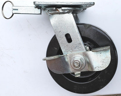 SET 4 RARE SAFETY PULL CLIP & SWIVEL LOCK BRAKE 6" POLYURETHANE HEAVYDUTY WHEELS