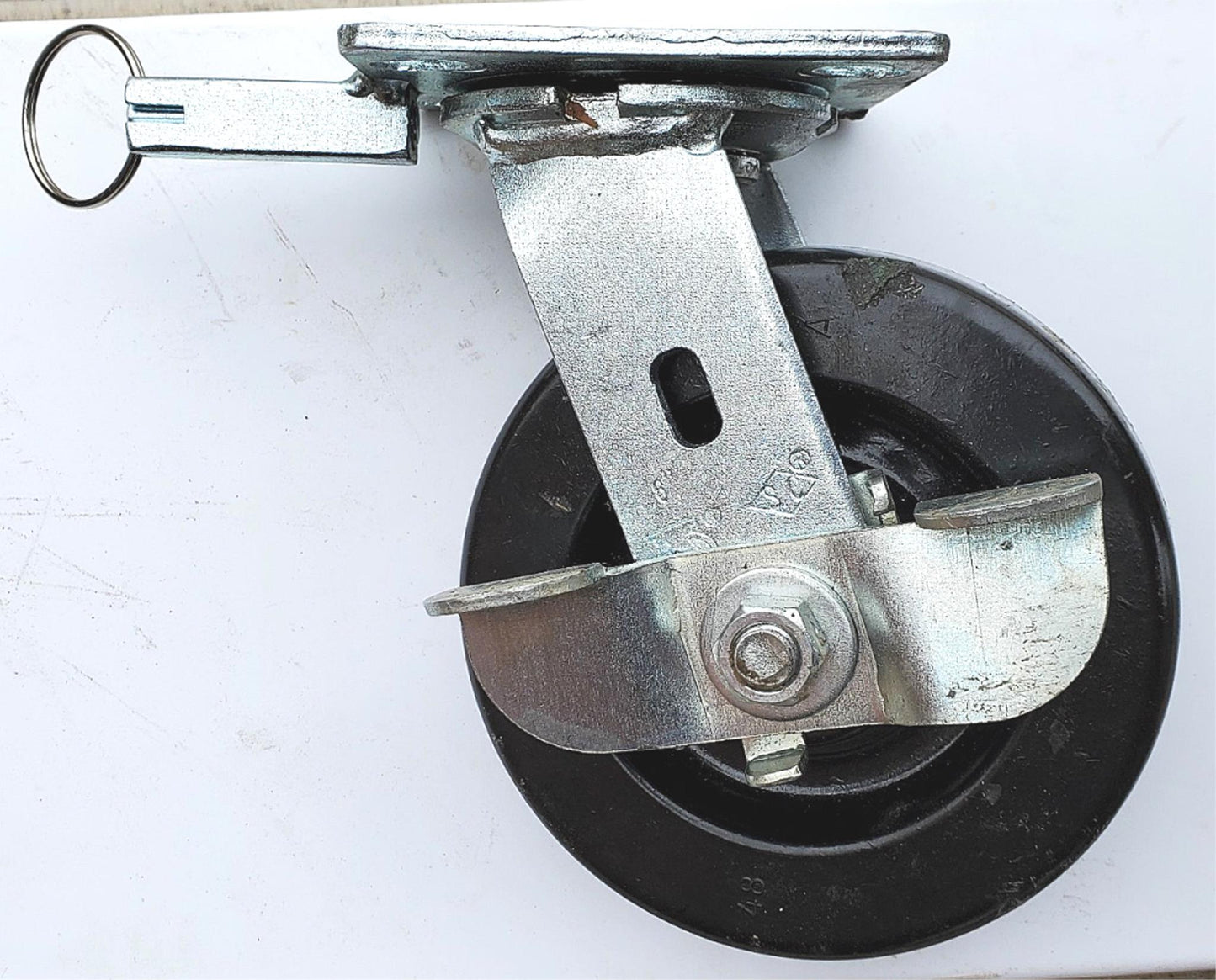 SET 4 RARE SAFETY PULL CLIP & SWIVEL LOCK BRAKE 6" POLYURETHANE HEAVYDUTY WHEELS