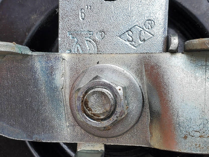 SET 4 RARE SAFETY PULL CLIP & SWIVEL LOCK BRAKE 6" POLYURETHANE HEAVYDUTY WHEELS