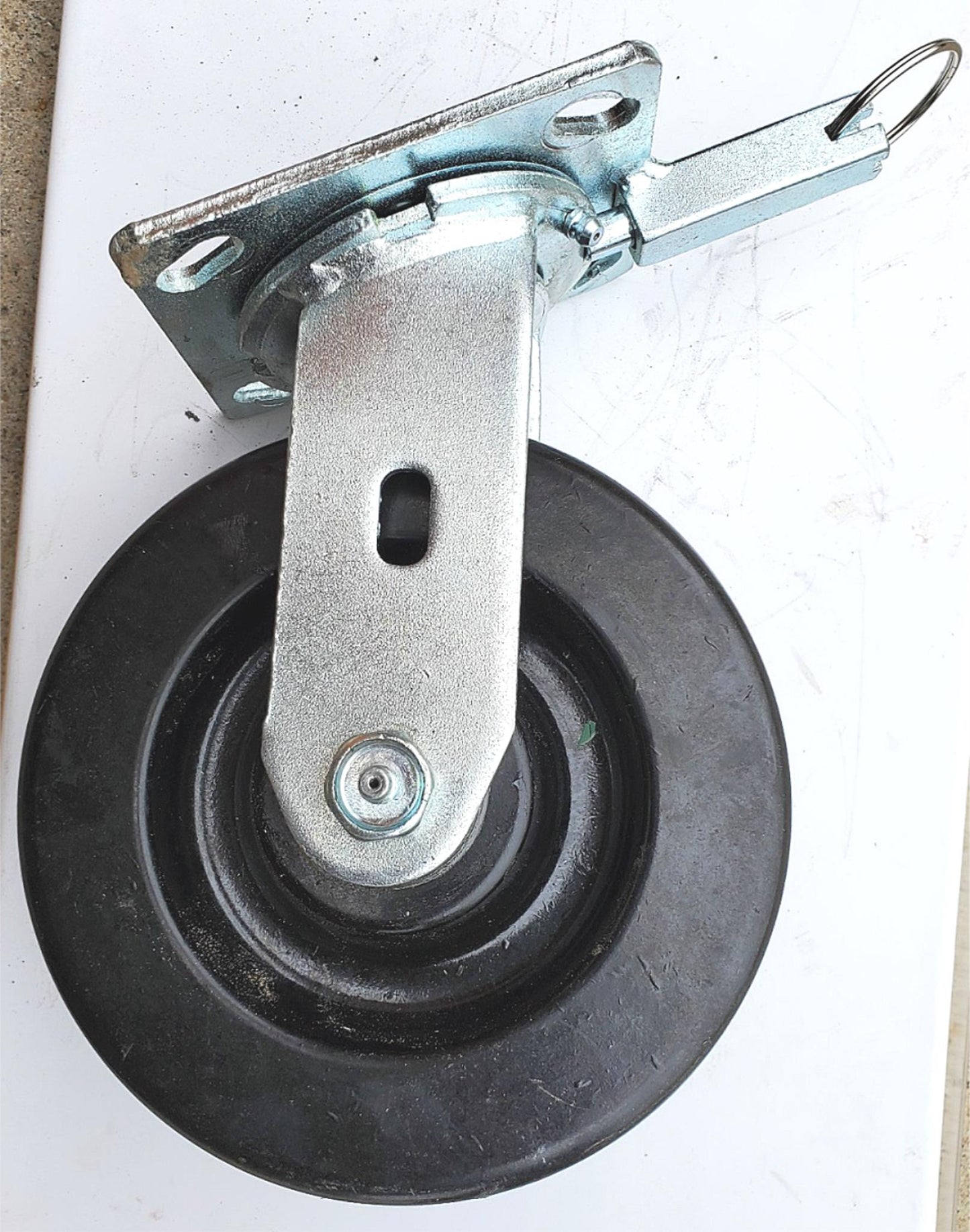 SET 4 RARE SAFETY PULL CLIP & SWIVEL LOCK BRAKE 6" POLYURETHANE HEAVYDUTY WHEELS