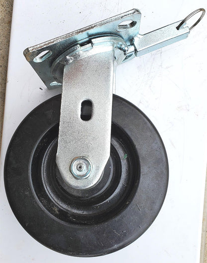 SET 4 RARE SAFETY PULL CLIP & SWIVEL LOCK BRAKE 6" POLYURETHANE HEAVYDUTY WHEELS