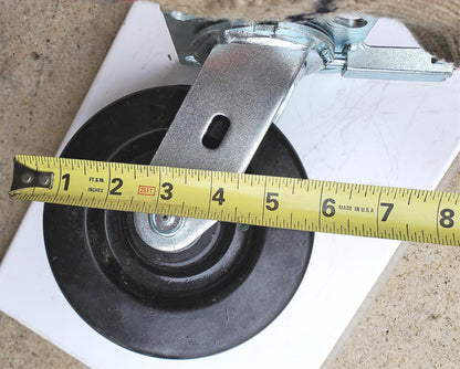 SET 4 RARE SAFETY PULL CLIP & SWIVEL LOCK BRAKE 6" POLYURETHANE HEAVYDUTY WHEELS