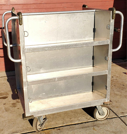 RARE 1952 ROL-AWAY VINTAGE DOUBLE SIDED SLOPED LIBRARY CART LOCKCASTER FREE SHIP