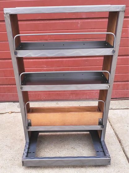 BNEW RARE UNIQUE RED BULL METAL WOOD RACK FLOOR DRINK DISPLAY ON WHEELS FREESHIP