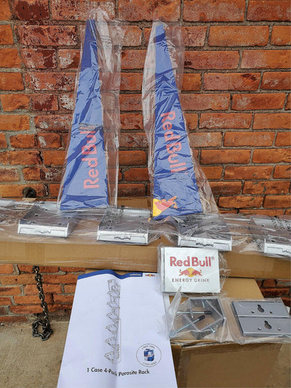 UNIQUE COOL RED BULL 4 PACK PARASITE RACK METAL DRINK SHELF DISPLAY FREE SHIPPIN