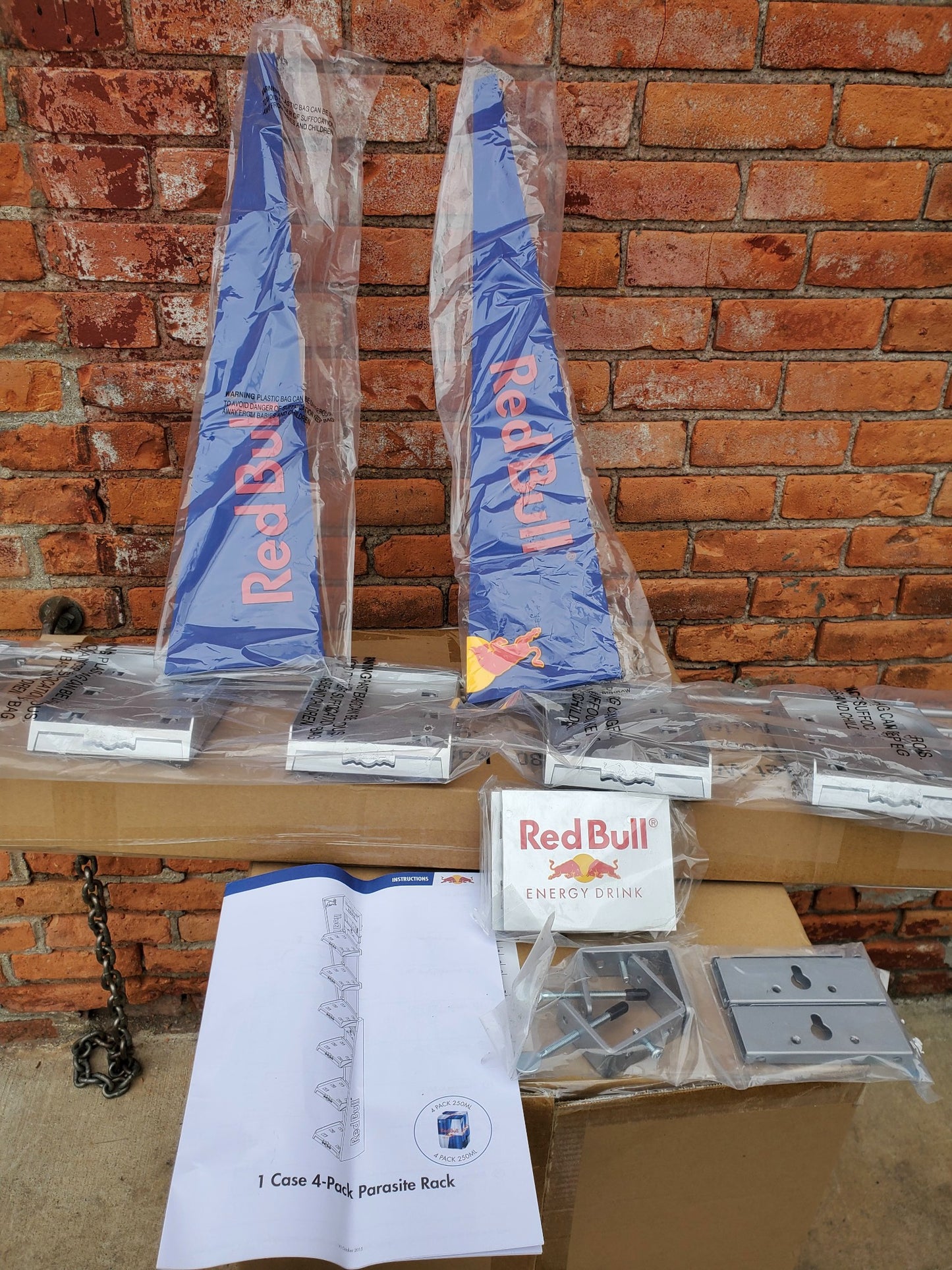 UNIQUE COOL RED BULL 4 PACK PARASITE RACK METAL DRINK SHELF DISPLAY FREE SHIPPIN