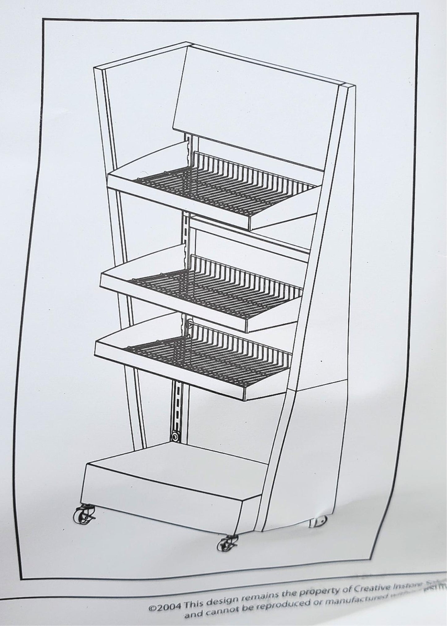 UNIQUE RED BULL METAL RACK FLOOR DRINK 3 SHELF (BOOK) DISPLAY ON WHEEL FREE SHIP