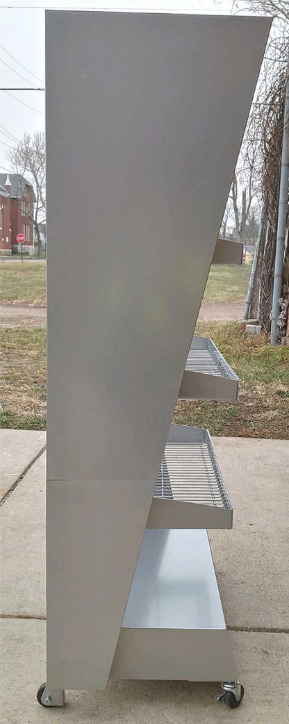 UNIQUE RED BULL METAL RACK FLOOR DRINK 3 SHELF (BOOK) DISPLAY ON WHEEL FREE SHIP