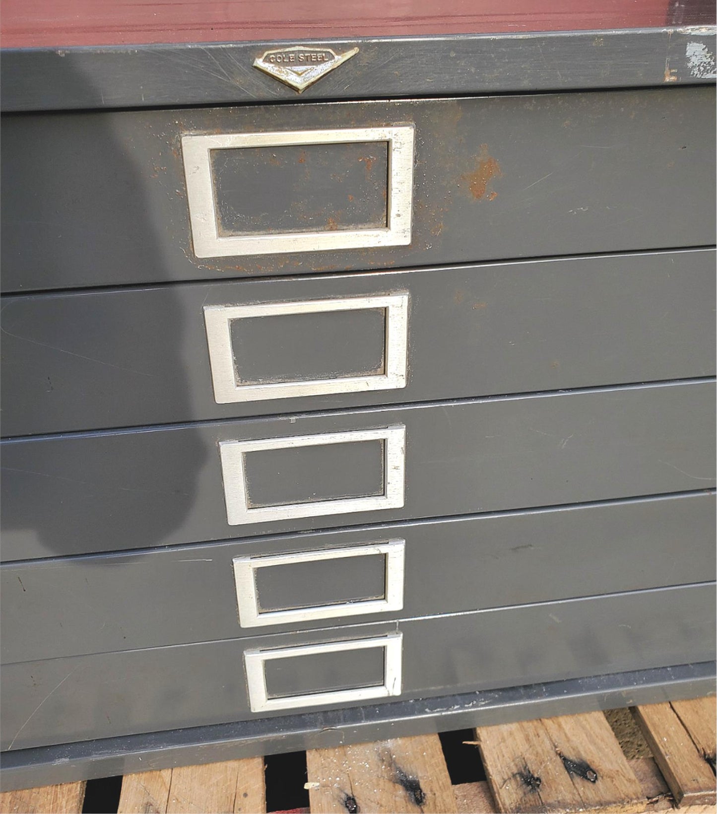 1950s VERYBIG 53"x42"x16" COLE STEEL 5 DRAWER STEEL MAP FILE INDUSTRIAL FREESHIP
