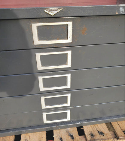 1950s VERYBIG 53"x42"x16" COLE STEEL 5 DRAWER STEEL MAP FILE INDUSTRIAL FREESHIP