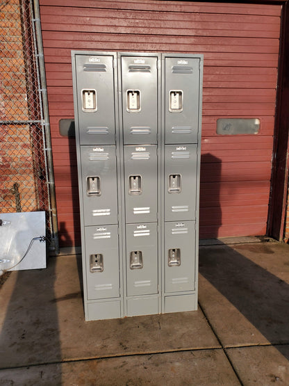 LYON 9 DOOR LOCKER SECURITY SYSTEM 3 Tier Box 36 W x18" D x 78" H FREE SHIPPING