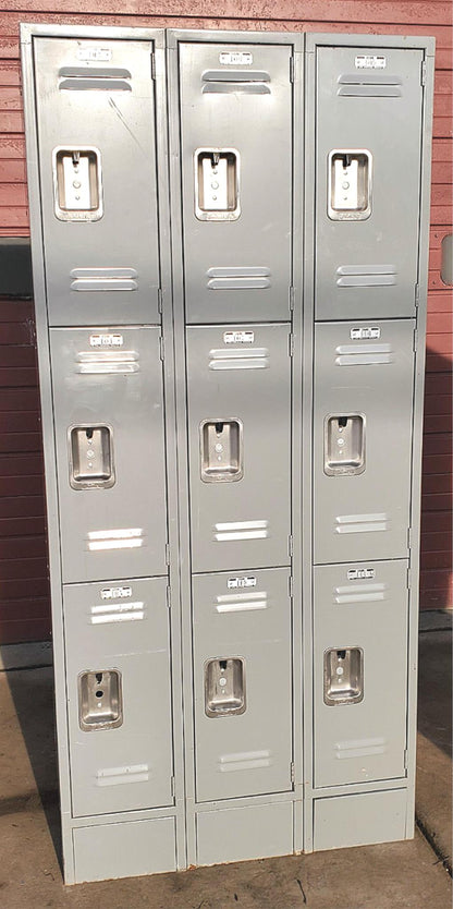 LYON 9 DOOR LOCKER SECURITY SYSTEM 3 Tier Box 36 W x18" D x 78" H FREE SHIPPING