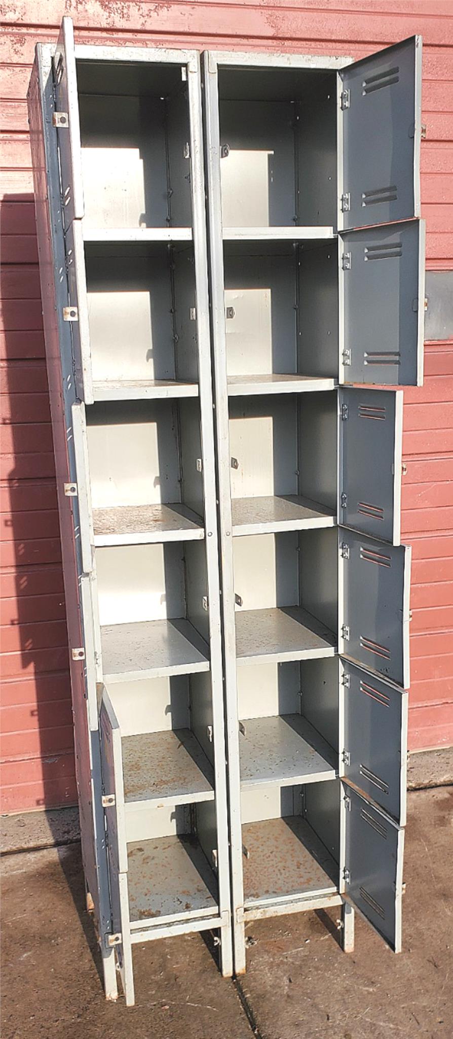 VINTAGE 12 DOOR LOCKER SECURITY SYSTEM 2 Tier Box 24.5"Wx15"D x79.5"H FREE SHIP