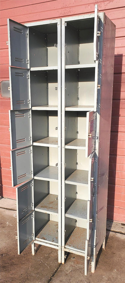 VINTAGE 12 DOOR LOCKER SECURITY SYSTEM 2 Tier Box 24.5"Wx15"D x79.5"H FREE SHIP