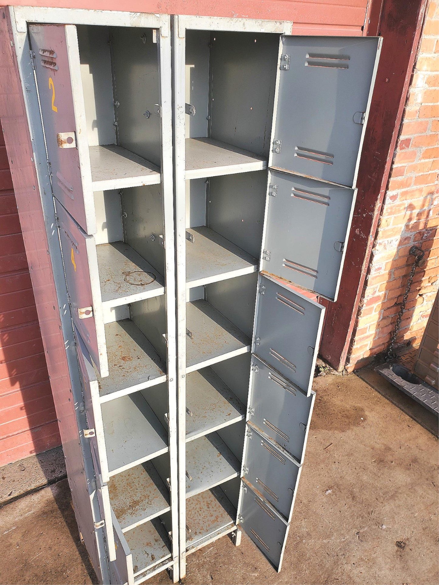 VINTAGE 12 DOOR LOCKER SECURITY SYSTEM 2 Tier Box 24.5"Wx15"D x79.5"H FREE SHIP