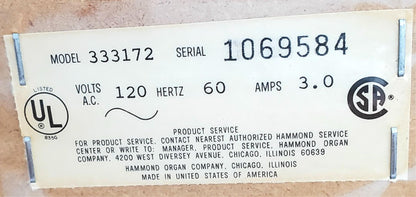 HAMMOND COLONNADE Built-In LESLIE maybe no WORK MANUAL BENCH WATCHVIDEO FREESHIP