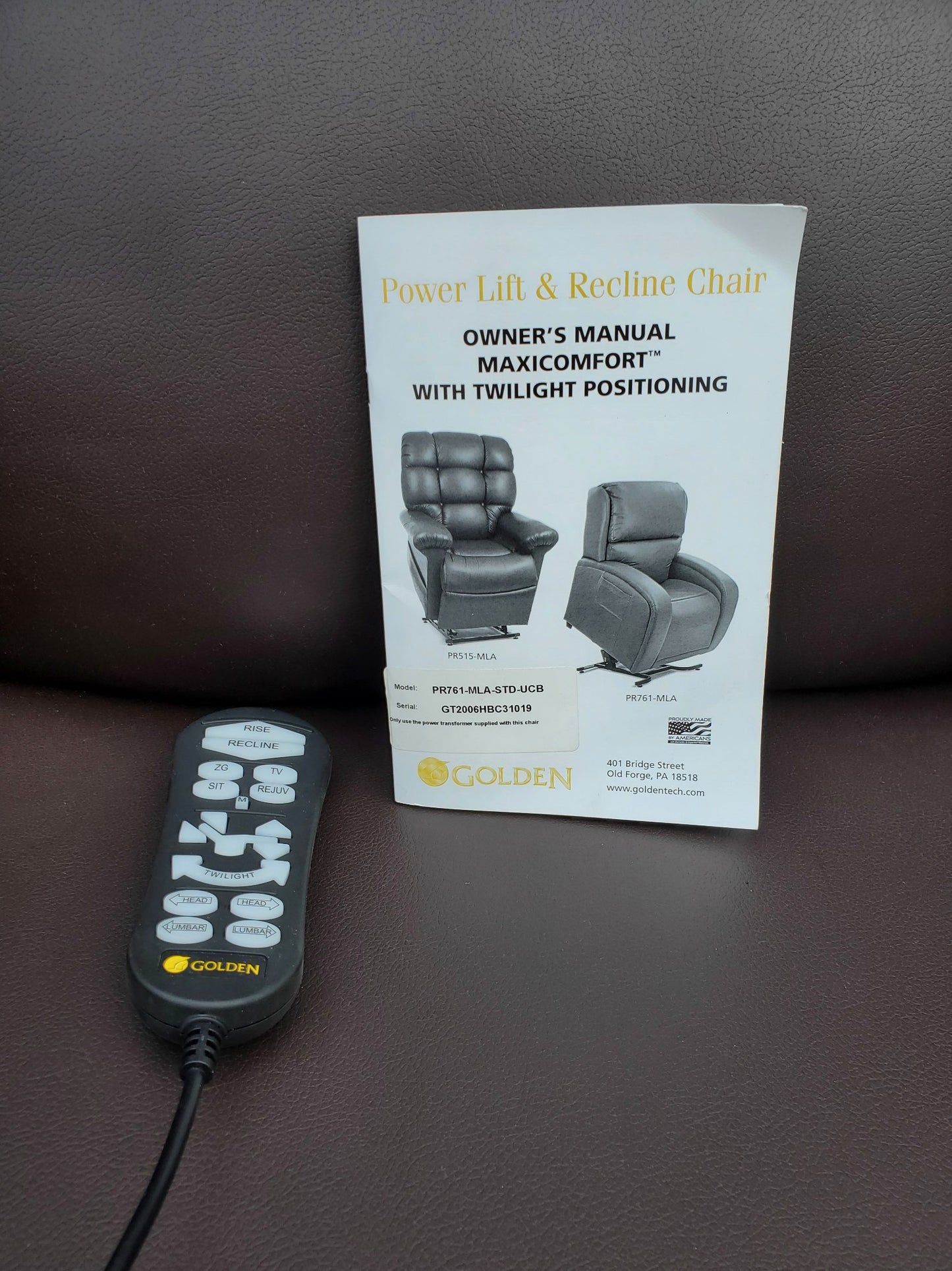 GOLD MAXICOMFORT TWILIGHT POSITIONING EZ SLEEPER POWER CHAIR PR761 WATCH VIDEO