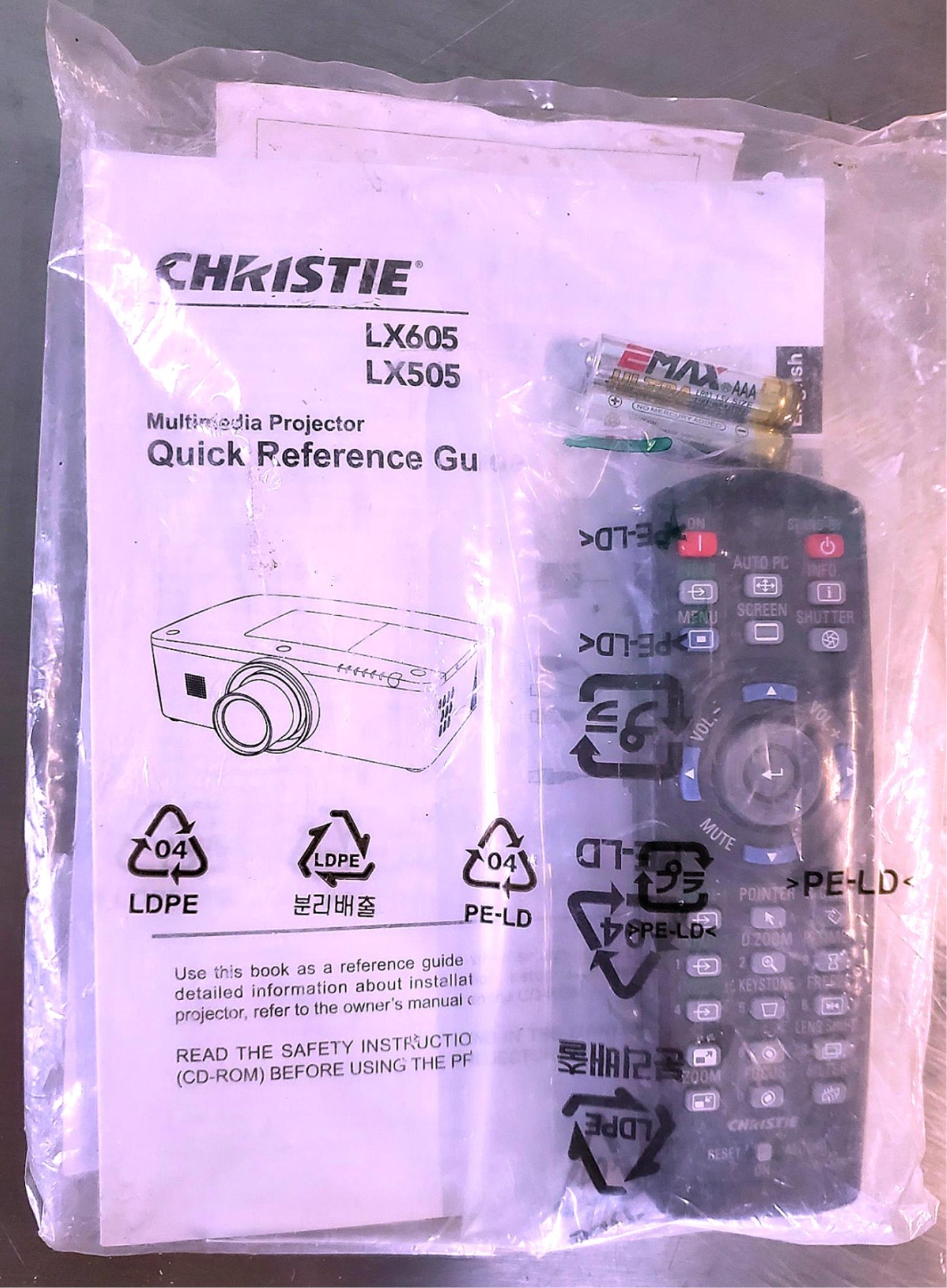 ORIGINAL CHRISTIE LX605 LX505 REMOTE CONTROL PLUS PROJECTOR MANUAL & CD FREESHIP