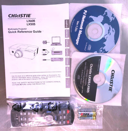 ORIGINAL CHRISTIE LX605 LX505 REMOTE CONTROL PLUS PROJECTOR MANUAL & CD FREESHIP