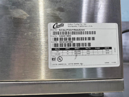 CURTIS CALP3GTR63A000 3 WARMER DIGITAL COFFEE BREWER 90 DAY WARRANTY FREE SHIP