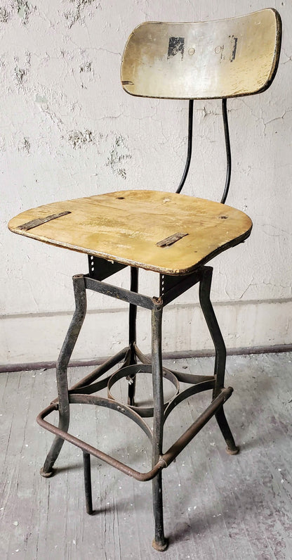 VINTAGE UHL TOLEDO INDUSTRIAL DRAFTING MACHINIST STEAMPUNK STOOL FREE SHIPPING