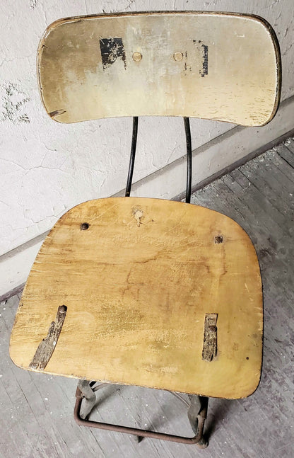 VINTAGE UHL TOLEDO INDUSTRIAL DRAFTING MACHINIST STEAMPUNK STOOL FREE SHIPPING