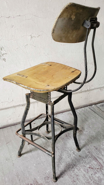 VINTAGE UHL TOLEDO INDUSTRIAL DRAFTING MACHINIST STEAMPUNK STOOL FREE SHIPPING