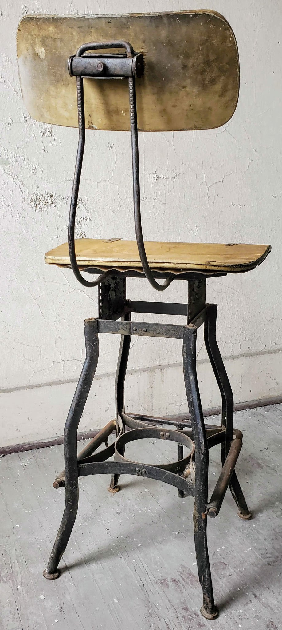 VINTAGE UHL TOLEDO INDUSTRIAL DRAFTING MACHINIST STEAMPUNK STOOL FREE SHIPPING