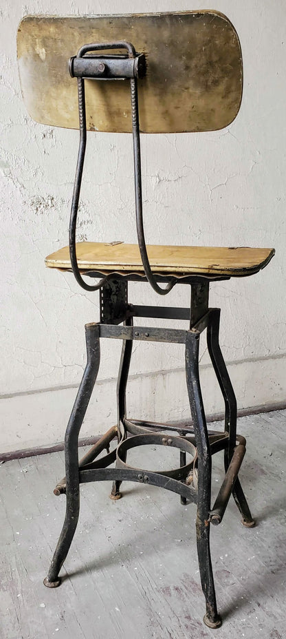 VINTAGE UHL TOLEDO INDUSTRIAL DRAFTING MACHINIST STEAMPUNK STOOL FREE SHIPPING
