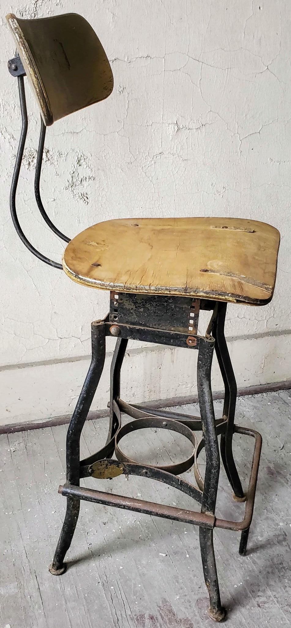 VINTAGE UHL TOLEDO INDUSTRIAL DRAFTING MACHINIST STEAMPUNK STOOL FREE SHIPPING