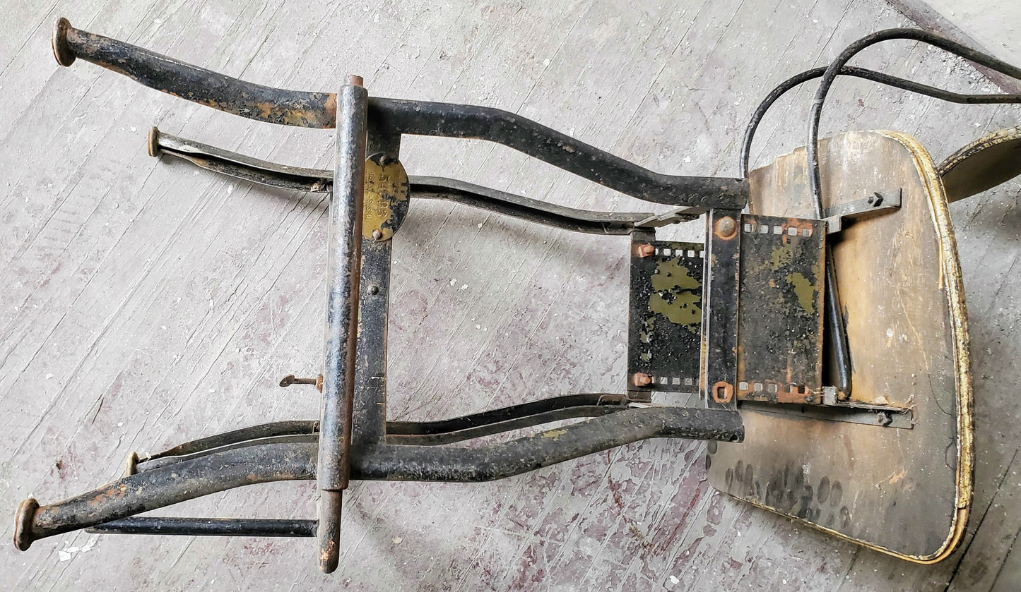 VINTAGE UHL TOLEDO INDUSTRIAL DRAFTING MACHINIST STEAMPUNK STOOL FREE SHIPPING