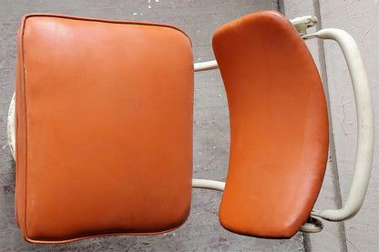 VINTAGE STEELCASE ORANGE INDUSTRIAL DRAFTING MACHINIST STEAMPUNK STOOL FREE SHIP