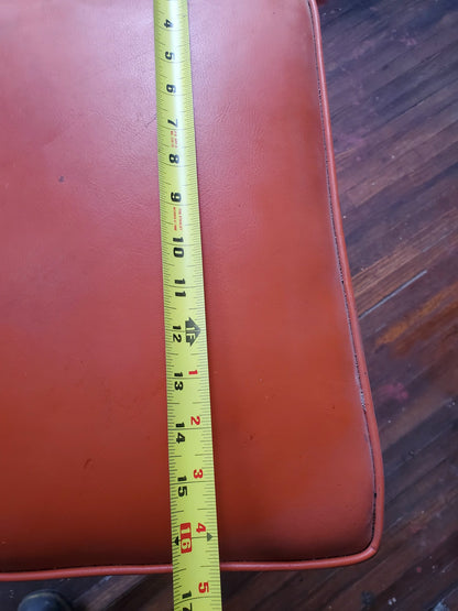 VINTAGE STEELCASE ORANGE INDUSTRIAL DRAFTING MACHINIST STEAMPUNK STOOL FREE SHIP